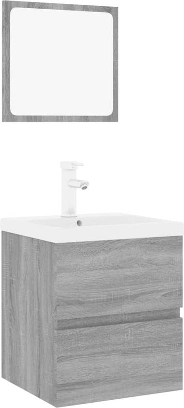 vidaXL Badkamermeubelset bewerkt hout grijs sonoma eikenkleurig