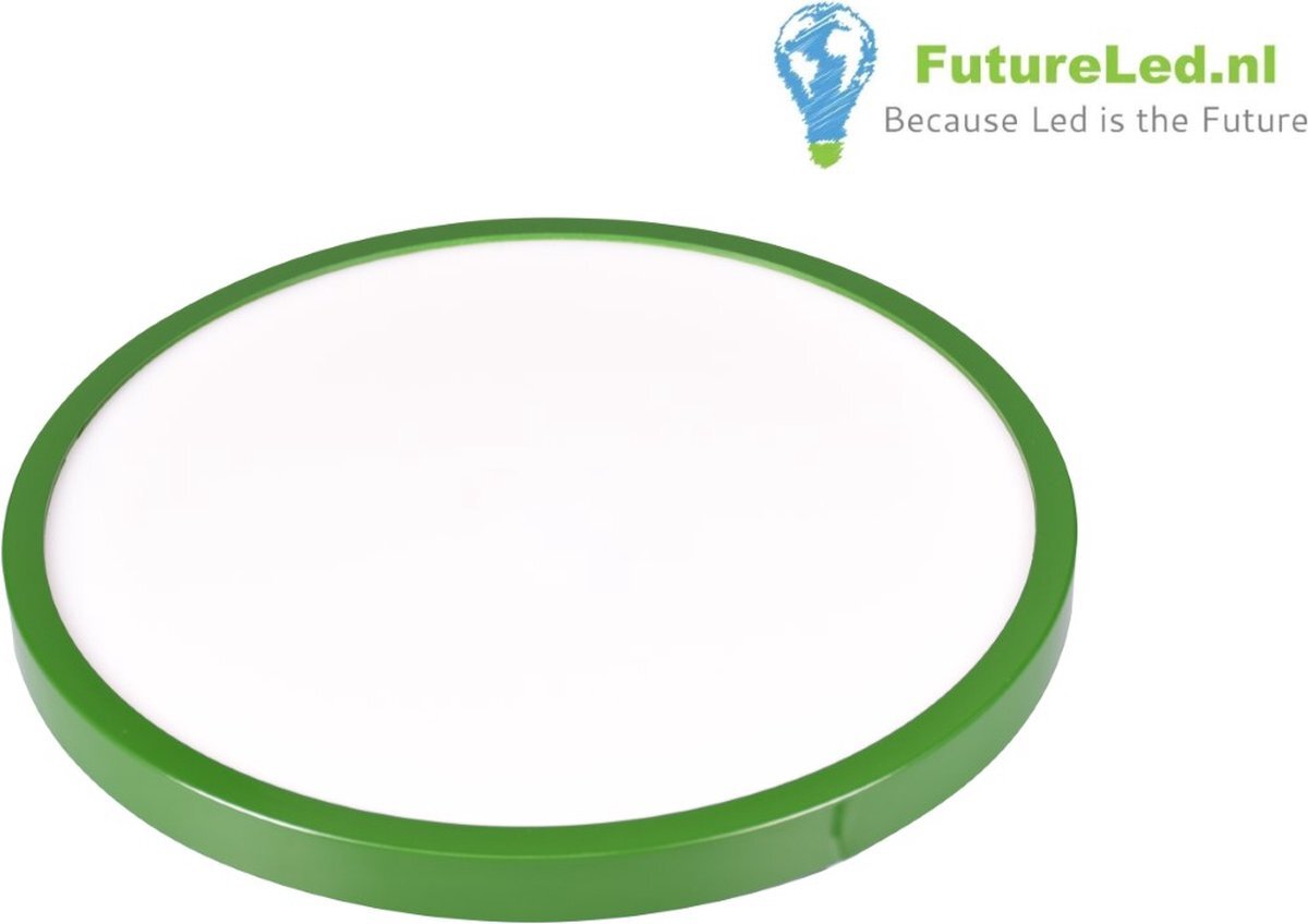 FutureLed Plafondlamp rond Groen extra dun 30cmx2cm 16W