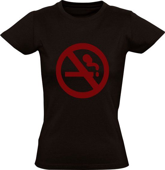 No smoking Dames T-shirt Zwart - Maat L
