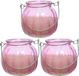 Merkloos / Sans marque Decoris citronella kaarsen - 3x - in gekleurd glas - 15 branduren - 8 cm - roze