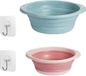 Merkloos Opvouwbare afwasteil 2 stuks - campingwasbak voor reizen en outdoor-activiteiten - blauw en roze