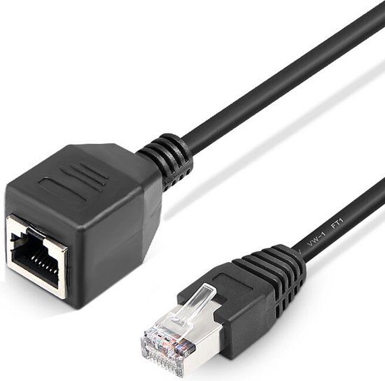 Netwerk internet verlengkabel CAT - RJ45 female to male - 30 cm zwart