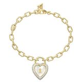 PULSEIRA GUESS Love Bites Pearly Heart Lock Bracelet Yellow Gold