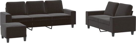 vidaXL 3-delige Loungeset stof zwart