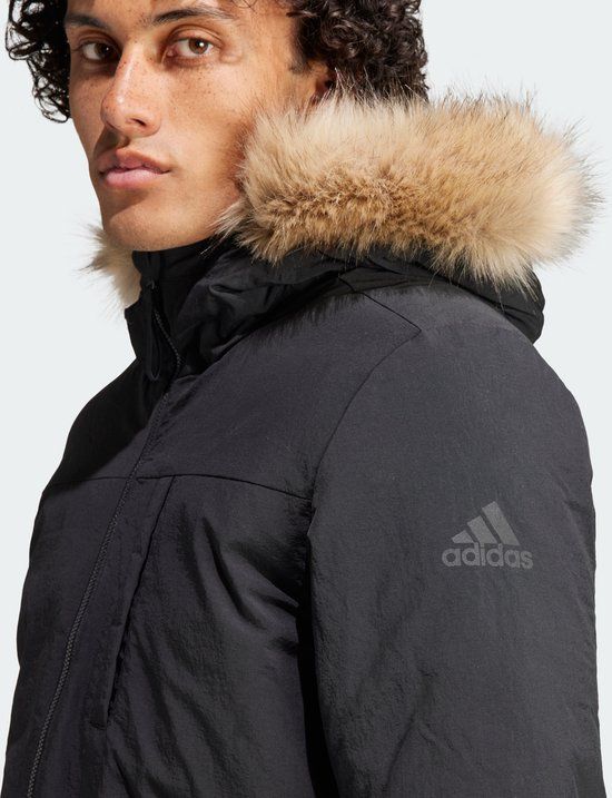 adidas Sportswear Hooded Fur Parka - Heren - Zwart - M