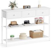 Songmics Consoletafel – wolkenwit/mistig wit – 98.8 x 30 x 78.7 cm – 3 lades