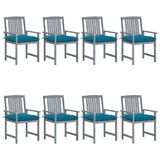 VidaXL Tuinstoelen 8 st met kussens massief acaciahout blauw