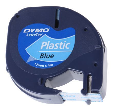 DYMO LetraTag Plastic Tape - 12mm - Black on Blue