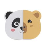 Back2Fun - Set van 2 kindernotitieboeken in dierengezicht, elk effen notitieboek heeft 34 vellen en genaaide achterkant, mini-notitieboek, naambordje, Panda-Capibara