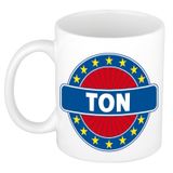 Bellatio Decorations Ton voornaam koffiemok beker wit/blauw 300 ml