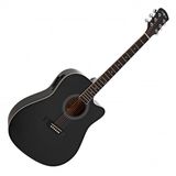 Gear4music Dreadnought Cutaway Elektro-akoestische Gitaar, Zwart