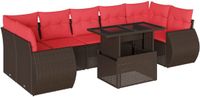 vidaXL 8-delige tuinbankset met kussens, bruin, polyrotan