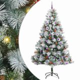 vidaXL Kunstkerstboom Groen en Wit 240 cm PVC en Metaal en Plastic