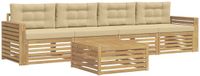 vidaXL - Buiten - bank - set - 5 - st - Wit - en - Beige - Massief - Acacia - Hout