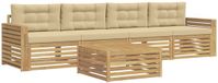vidaXL - Buiten - bank - set - 5 - st - Wit - en - Beige - Massief - Acacia - Hout