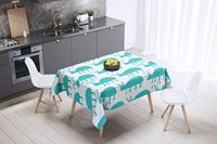 Bonamaison Tafelkleed, Anti-Mold, Sneldrogend, Waterdicht, 100% Polyester Tafellaken, Turkoois, wit, 140 x 140 Cm