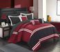 Chic Home 10 Trooster Set Complete Bag Pieced Color Block Banding Bedding, Katoen, Rood, Koning