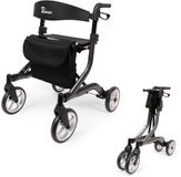 Parvum SuperLight Rollator - Ultra-lichtgewicht rollator (5,1kg) - Incl. stokhouder, tas & rugleuning - Antraciet