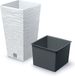 Prosperplast Plantenpot Furu Stripes - voor buiten - kunststof - wit - vierkant - D20xH38 cm