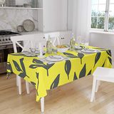 Bonamaison Tafelkleed, Anti-Mold, Sneldrogend, Waterdicht, 100% Polyester Tafellaken, Neon Geel, Rook, 140 x 160 Cm