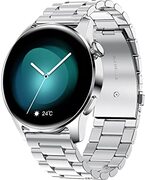 JUSHZ Android Smart Horloge voor Mannen Smart Horloges voor Vrouwen Smartwatch met Call Functie Oproep en Tekst Polsband Bluetooth Bellen Spelen Muziek Neem Foto's Stap Tellen, Zilver2