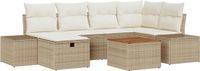 vidaXL Tuinbank - Set - met - kussen - met - opslag - 7 - pcs - Beige - poly - rattan