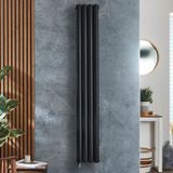Hudson Reed Vitality Radiateur design vertical – Noir – 178 x 23,6 cm – Sans thermostat - 2 rangs – Câblé