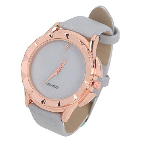 VILLCASE Polshorloge-Dames sterrenhemel design wijzerplaat horloges elegante riem jurk quartz horloge (grijs)