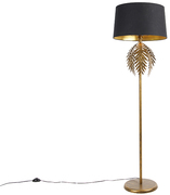 QAZQA Vintage vloerlamp goud met katoenen kap zwart - Botanica