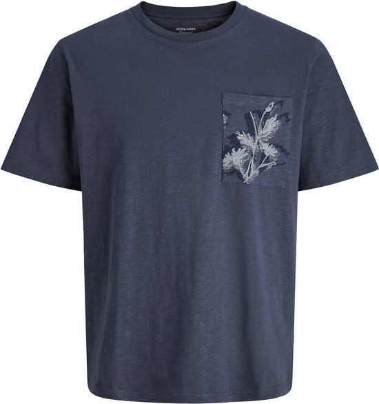 JACK&JONES - JORMONTAUK AOP POCKET TEE CN - Heren - T-shirts - M - Katoen - Odyssey Gray