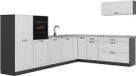 Vicco Hoekkeuken R-Line, Wit landelijk/Antraciet, 327 cm marmer werkblad