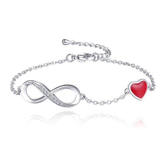 LGT JWLS Zilverkleurige Armband Verstelbaar met Infinity en Hart