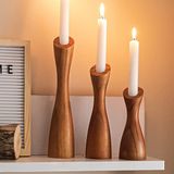 OLEEK Houten Boerderij Kandelaars Set (12", 10", 8")
