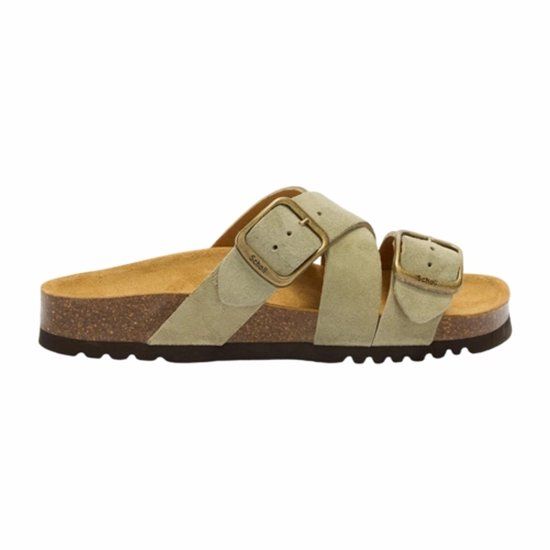 Scholl Selene suède slippers lichtgroen - Maat 36
