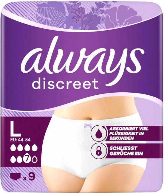 Always Discreet Incontinentiebroekjes Maat L 9 Stuks