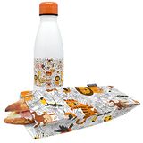 Nerthus FIH 1007 roestvrij stalen dubbelwandige fles set broodtas kinderen leeuwen school