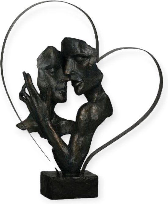 Gilde handwerk - Sculptuur - Beeld - De essentie van liefde - 10x32x37 - Polyresin en Metaal - Bronskleur