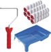 Sorex Verfrollers muur schilderen set - beugel en verfbak - 6x rollers van 18 cm breed - Dikte 6.6 cm - Anti spat rollers