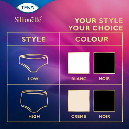 TENA Silhouette Normal Low Waist - L - Zwart - 9 stuks