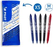 Pilot FriXion Ball Clicker uitwisbare pen - 0,7mm - 5 stuks - blauw, zwart, rood