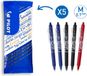 Pilot FriXion Ball Clicker uitwisbare pen - 0,7mm - 5 stuks - blauw, zwart, rood