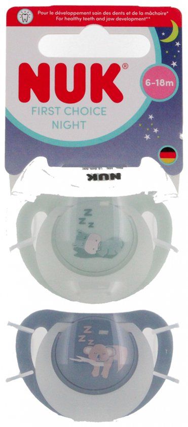 Nuk Fopspeen Baby Siliconen 6-18 Maanden Hippo Koala Nachtlicht