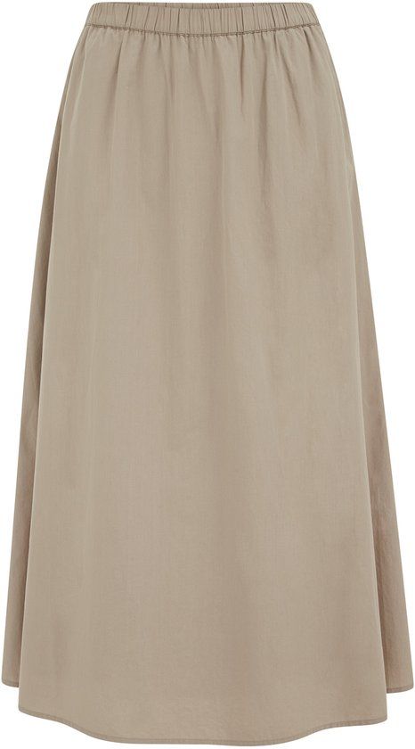WE Fashion Dames maxi rok - Curve - Regular fit - Greige - Katoen - Plus Size Maat: 46