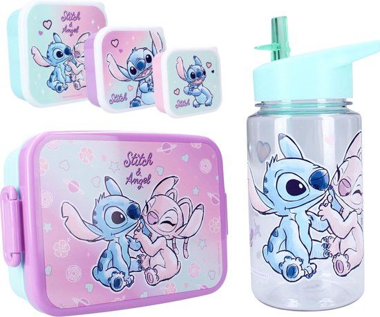 4KidsOnly Vadobag Lilo & Stitch Lunchset; Fles, Lunchbox en 3-in-1 Snackbox