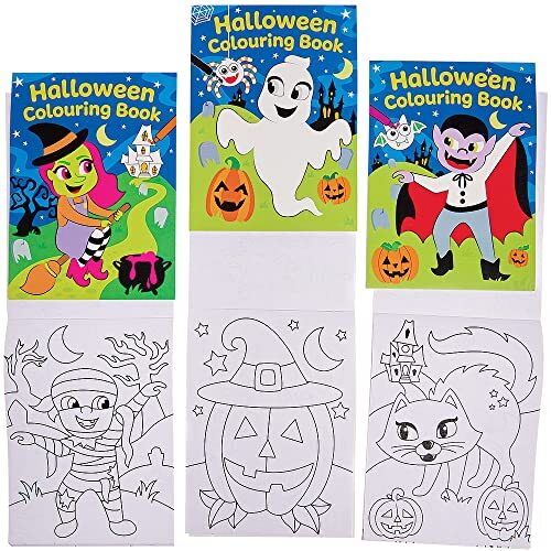 Baker Ross FX215 Mini Kleurboeken voor Halloween - Pak van 12, Kleurboeken voor Kinderen, Reis-Activiteitenboek voor Kinderen