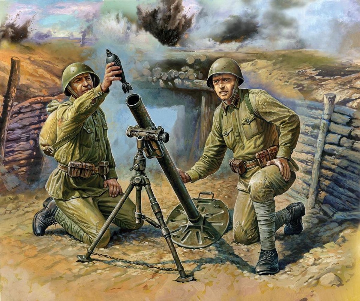 Zvezda - Soviet 82-mm Mortar With Crew (Zve6109)