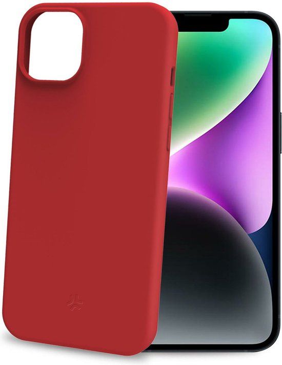 Celly Cromo Siliconen hoesje - Geschikt voor Apple iPhone 15 - TPU Back Cover - Microfiber - Rood