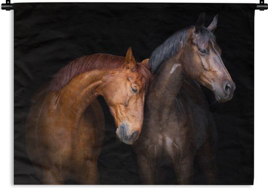 1001Tapestries Wandkleed Paarden Bruin 60x45 cm - 1001Tapestries