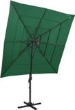 vidaXL Parasol 4-laags met aluminium paal 250x250 cm groen