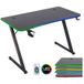 Amstrad AMS-DESK120Z-LED-AURA Computerbureau voor gamers met led-achtergrondverlichting, glasvezel, 1,20 m, carbon afwerking